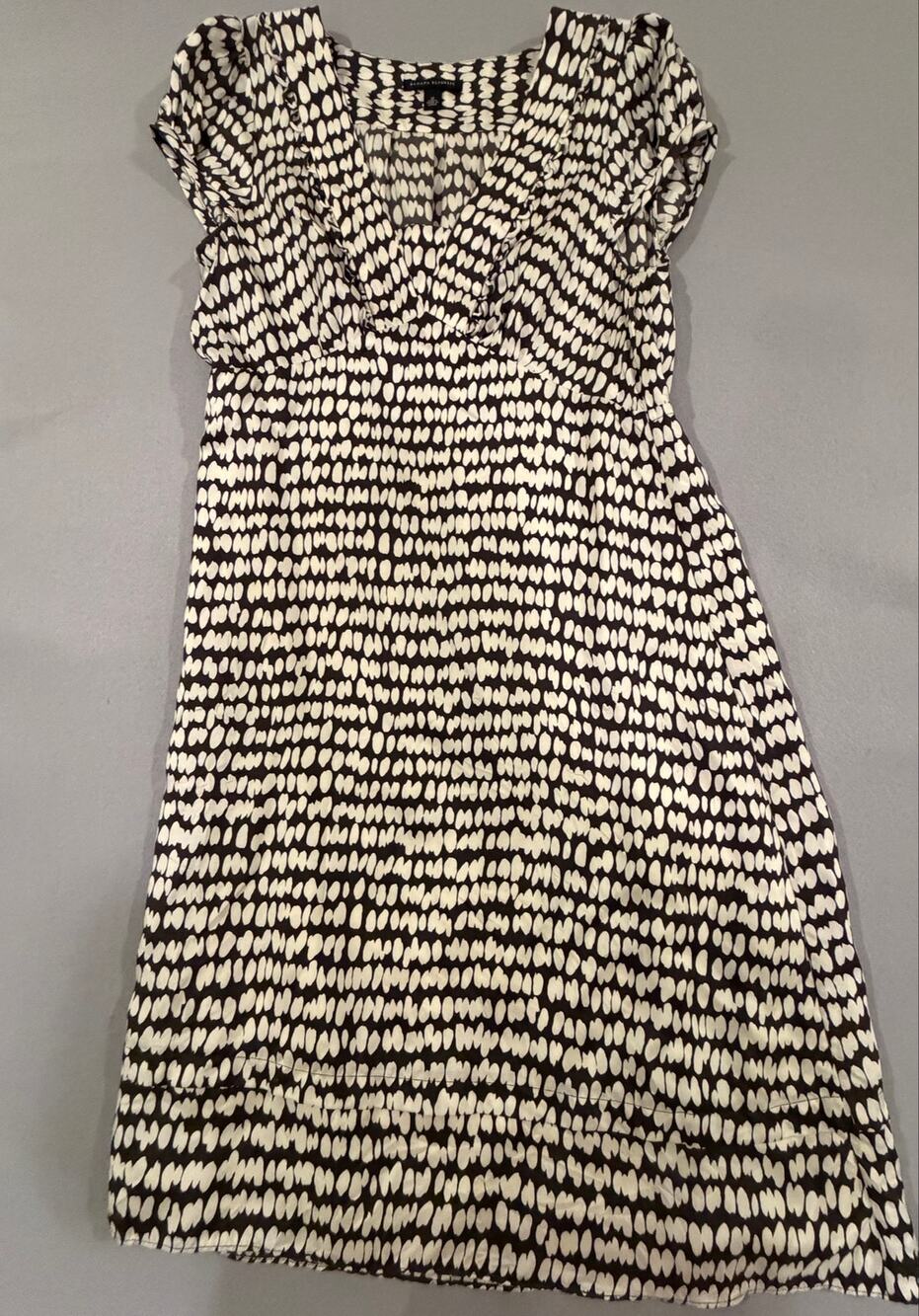 Banana Republic 100% Silk Printed Midi Dress Women’s Size 12 Navy Ivory